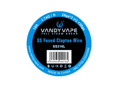 Vandy Vape SS316L Fused Clapton 28ga*2(=)+30ga 3m